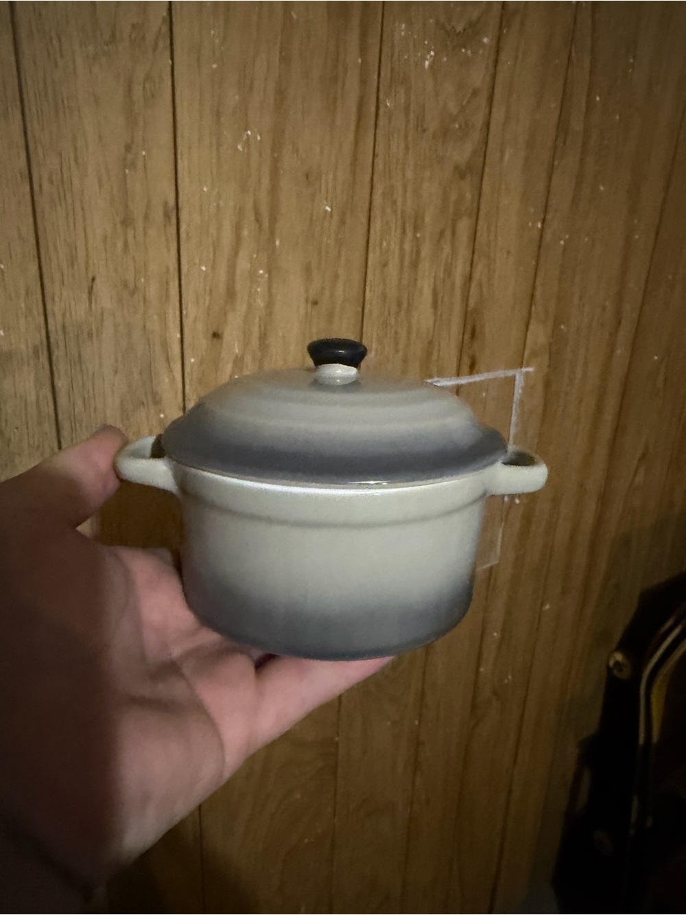 Mini Ceramic Covered Casserole Dish in Gradient Gray and White